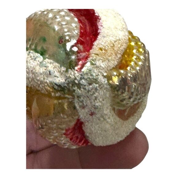 Vintage West German Mercury Blown Glass Christmas Ornament Swirl White Red Gold - Picture 5 of 5